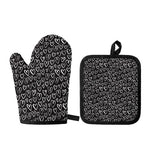 Cute Black And White Heart Pattern Print Oven Mitt And Pot Holder Set