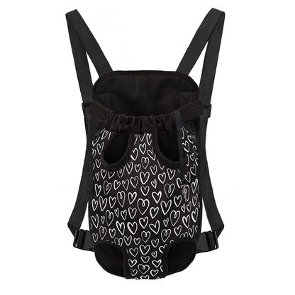 Cute Black And White Heart Pattern Print Pet Carrier Backpack