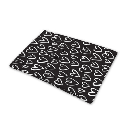 Cute Black And White Heart Pattern Print Pet Cooling Mat Cover
