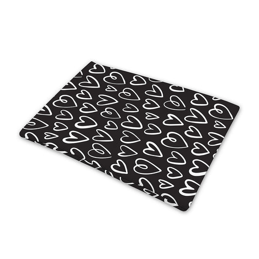 Cute Black And White Heart Pattern Print Pet Cooling Mat Cover