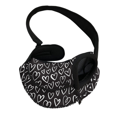Cute Black And White Heart Pattern Print Pet Sling Carrier