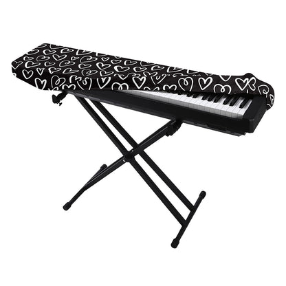 Cute Black And White Heart Pattern Print Piano Keyboard Cover