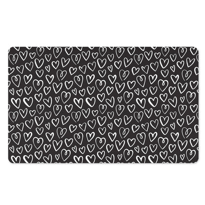Cute Black And White Heart Pattern Print Polyester Doormat