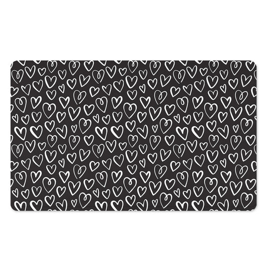 Cute Black And White Heart Pattern Print Polyester Doormat