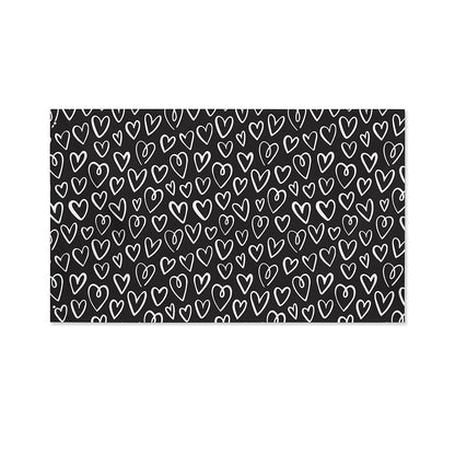 Cute Black And White Heart Pattern Print Polyester Flag