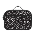 Cute Black And White Heart Pattern Print Portable Lunch Bag