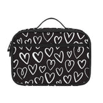 Cute Black And White Heart Pattern Print Portable Lunch Bag