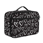 Cute Black And White Heart Pattern Print Portable Lunch Bag