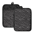 Cute Black And White Heart Pattern Print Pot Holders With Pocket