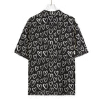Cute Black And White Heart Pattern Print Rayon Hawaiian Shirt
