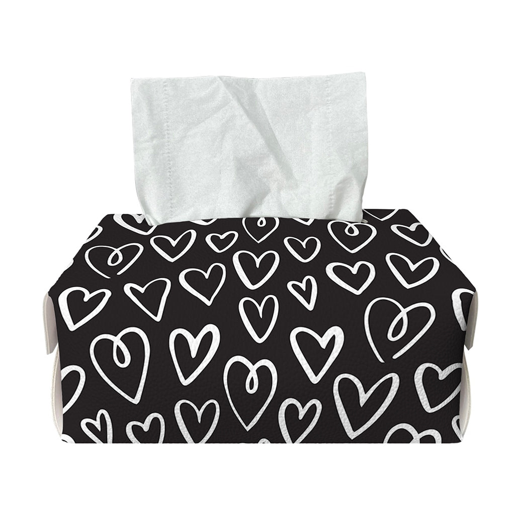 Cute Black And White Heart Pattern Print Rectangle Tissue Box Cover