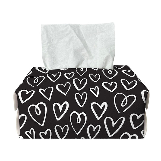 Cute Black And White Heart Pattern Print Rectangle Tissue Box Cover