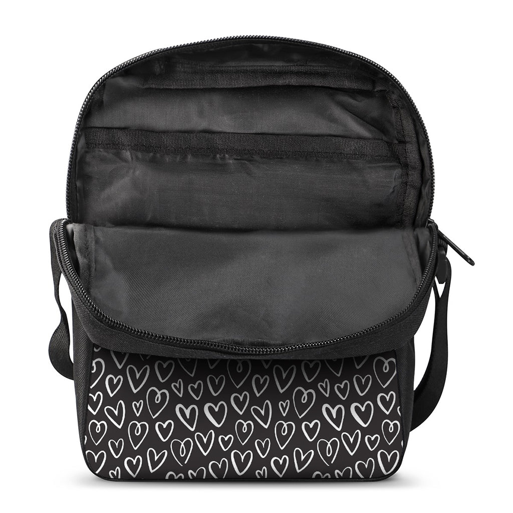 Cute Black And White Heart Pattern Print Rectangular Crossbody Bag