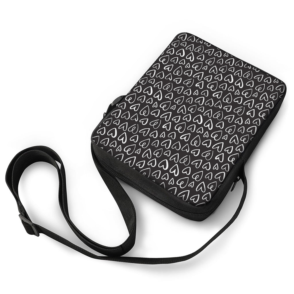 Cute Black And White Heart Pattern Print Rectangular Crossbody Bag