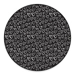 Cute Black And White Heart Pattern Print Round Floor Mat