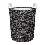 Cute Black And White Heart Pattern Print Round Laundry Basket