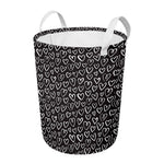Cute Black And White Heart Pattern Print Round Laundry Basket