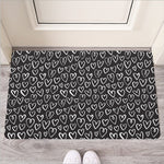 Cute Black And White Heart Pattern Print Rubber Doormat