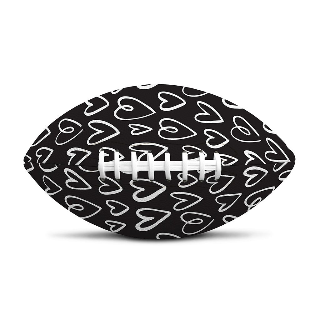 Cute Black And White Heart Pattern Print Rugby Ball