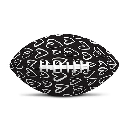 Cute Black And White Heart Pattern Print Rugby Ball