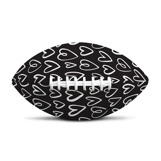 Cute Black And White Heart Pattern Print Rugby Ball