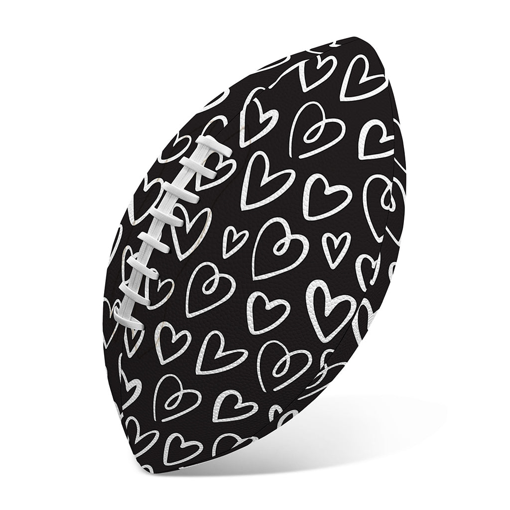 Cute Black And White Heart Pattern Print Rugby Ball
