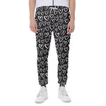 Cute Black And White Heart Pattern Print Scuba Joggers