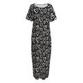 Cute Black And White Heart Pattern Print Short Sleeve Long Nightdress