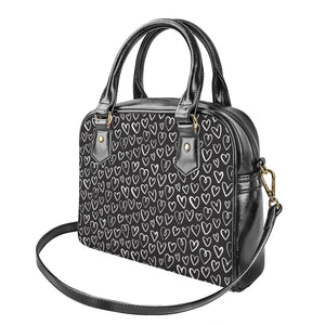 Cute Black And White Heart Pattern Print Shoulder Handbag