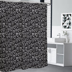 Cute Black And White Heart Pattern Print Shower Curtain