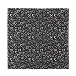 Cute Black And White Heart Pattern Print Silk Bandana