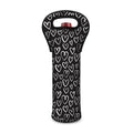 Cute Black And White Heart Pattern Print Single Neoprene Wine Tote