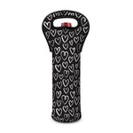 Cute Black And White Heart Pattern Print Single Neoprene Wine Tote
