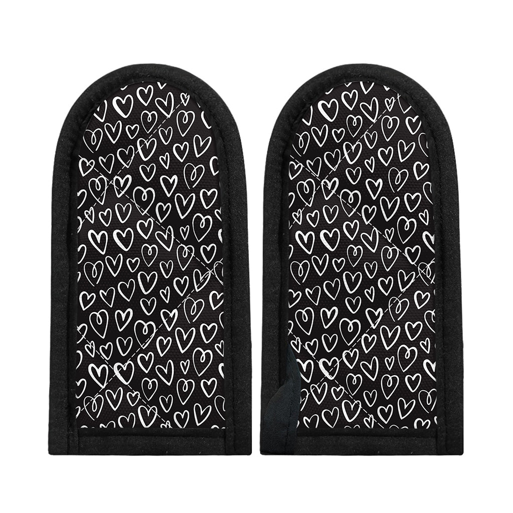 Cute Black And White Heart Pattern Print Skillet Handle Cover