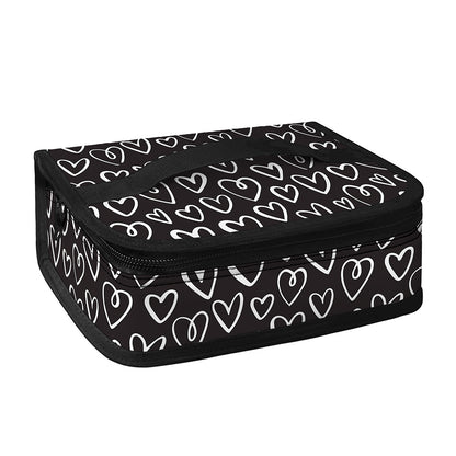 Cute Black And White Heart Pattern Print Small Lunch Bag