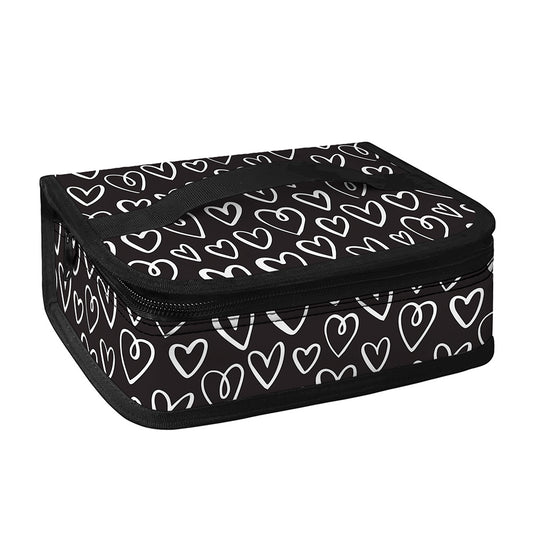Cute Black And White Heart Pattern Print Small Lunch Bag