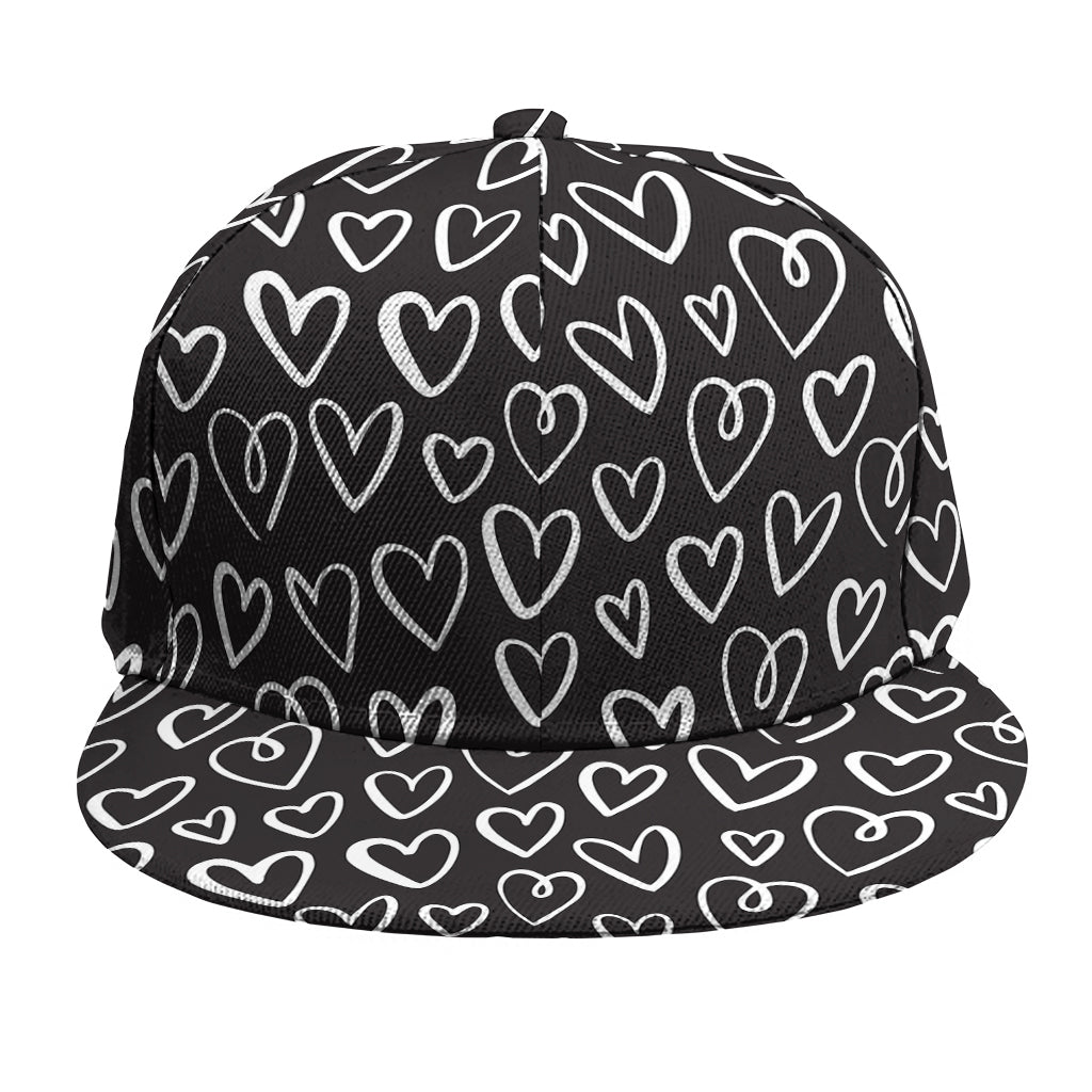 Cute Black And White Heart Pattern Print Snapback Cap