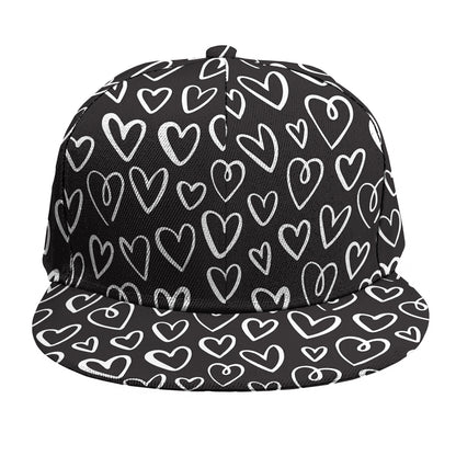 Cute Black And White Heart Pattern Print Snapback Cap