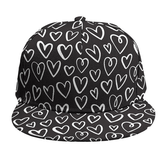 Cute Black And White Heart Pattern Print Snapback Cap