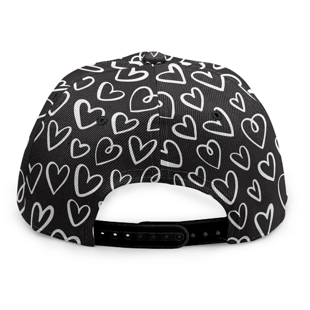 Cute Black And White Heart Pattern Print Snapback Cap
