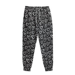 Cute Black And White Heart Pattern Print Sweatpants