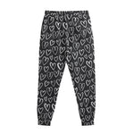 Cute Black And White Heart Pattern Print Sweatpants