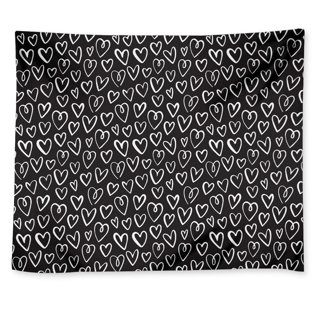 Cute Black And White Heart Pattern Print Tapestry
