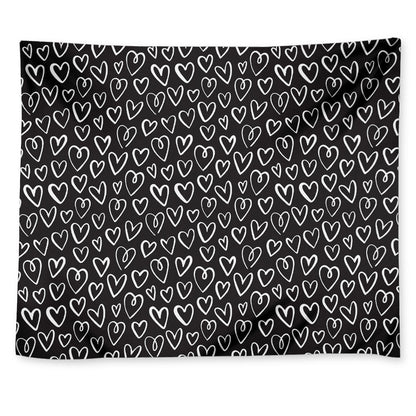 Cute Black And White Heart Pattern Print Tapestry
