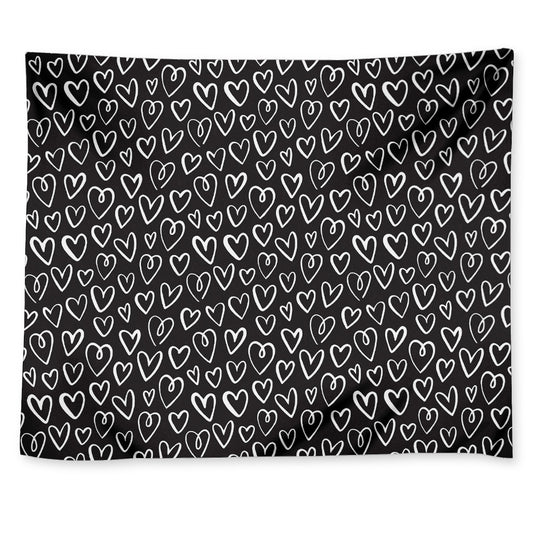 Cute Black And White Heart Pattern Print Tapestry