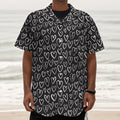 Cute Black And White Heart Pattern Print Textured Short Sleeve Shirt