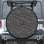 Cute Black And White Heart Pattern Print Tire Cover With Camera Hole