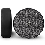 Cute Black And White Heart Pattern Print Tire Cover With Camera Hole