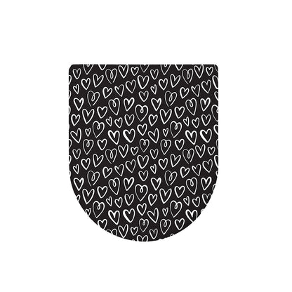 Cute Black And White Heart Pattern Print Toilet Lid Cover