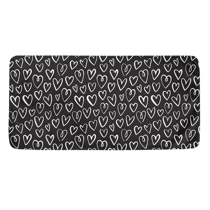 Cute Black And White Heart Pattern Print Towel